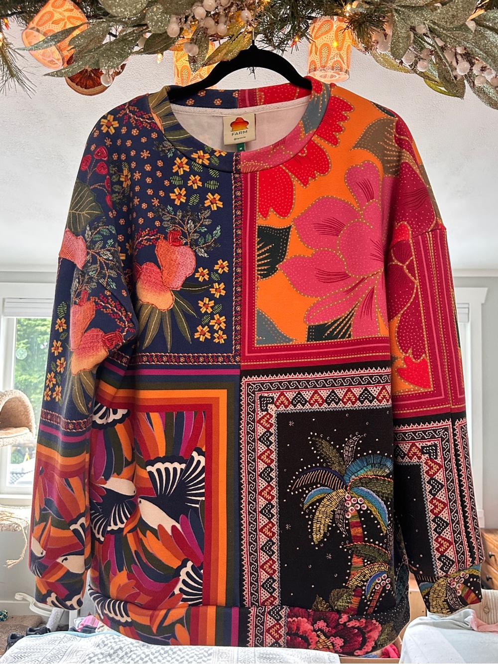 Farm Rio Mix Scarves Sweatshirt - Medium